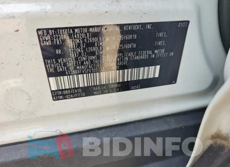 4T3B6RFV5PU109333 Photo# 13