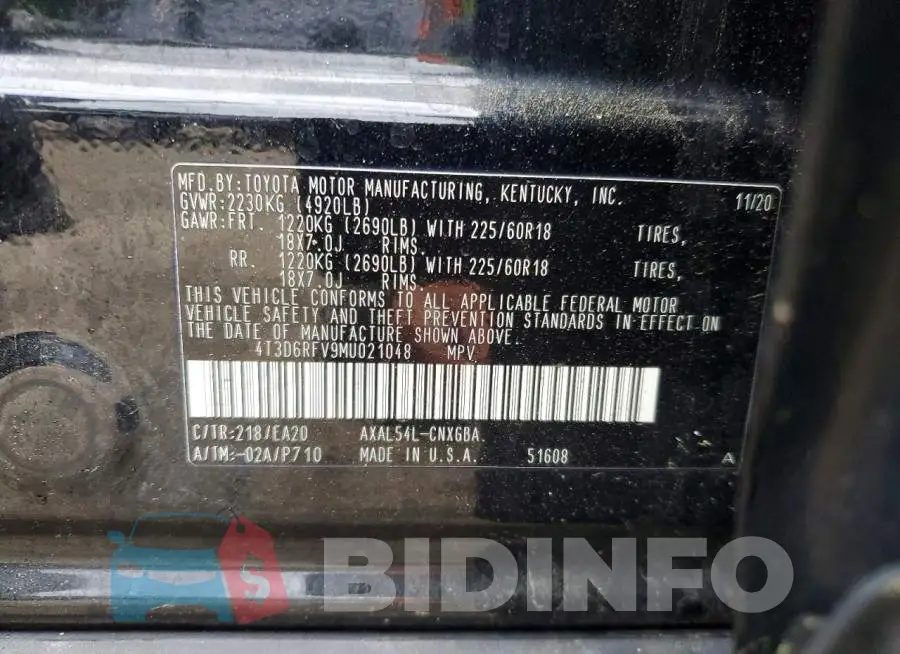 4T3D6RFV9MU021048 Photo# 14
