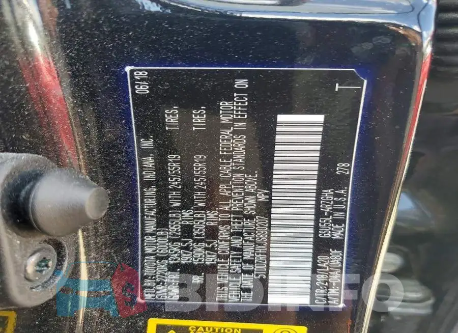 5TDDZRFHXJS890207 Photo# 14