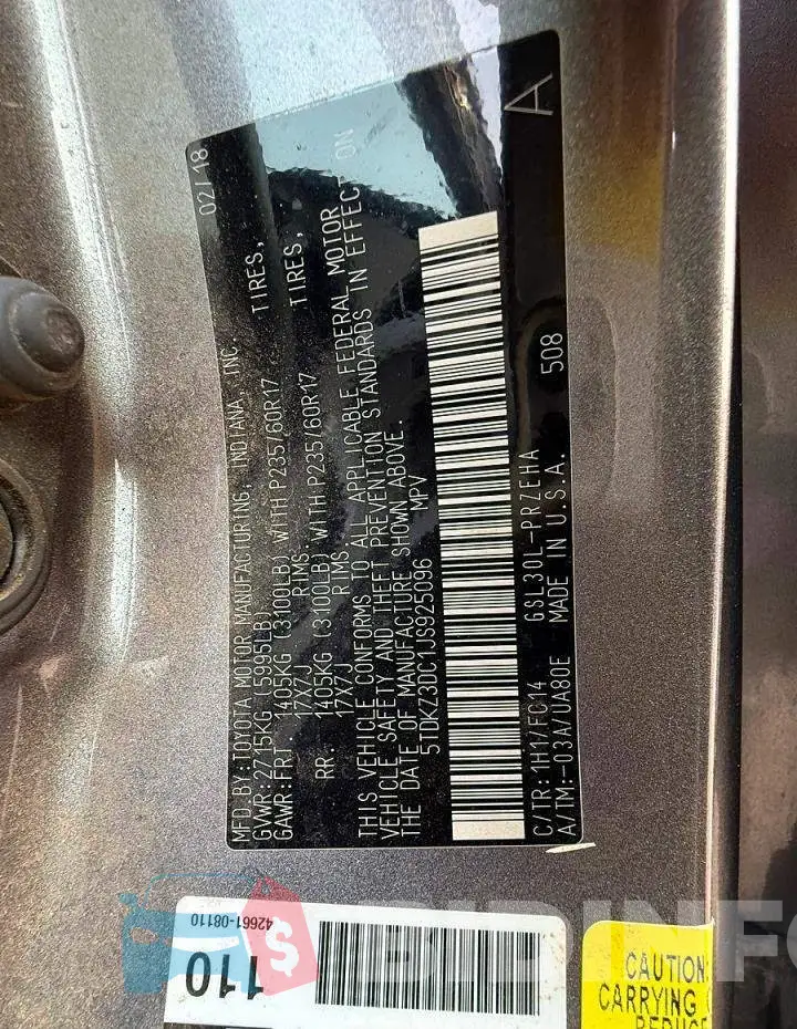 5TDKZ3DC1JS925096 Photo# 10