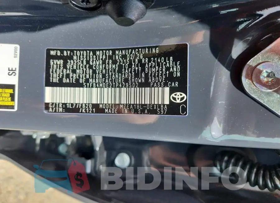 5YFB4MDE2TP429502 Photo# 12