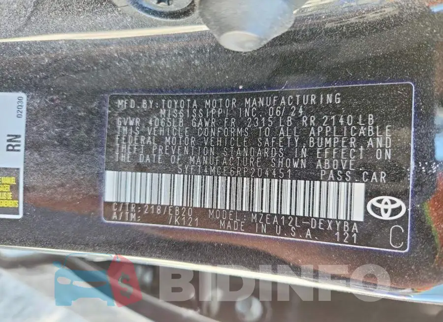 5YFT4MCE6RP204451 Photo# 12