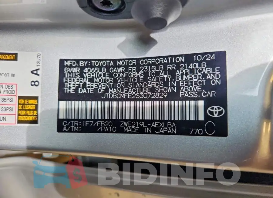 JTDBCMFE2S3072829 Photo# 13
