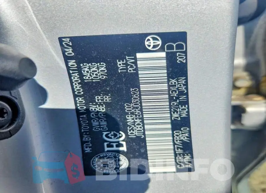 JTDBCMFE6RJ030623 Photo# 12