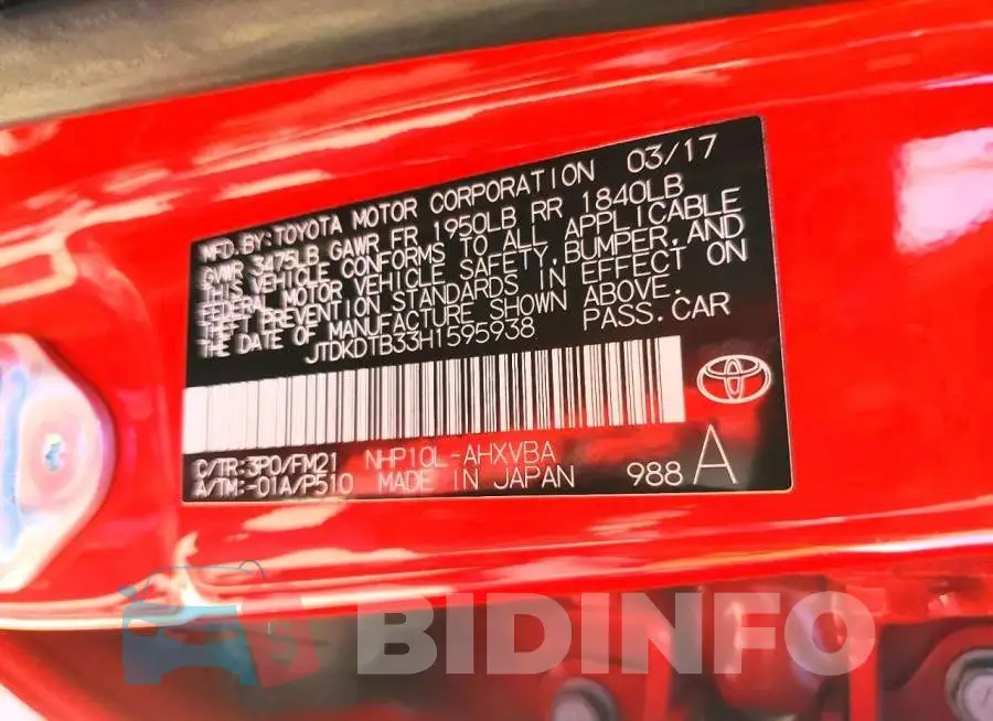 JTDKDTB33H1595938 Photo# 14