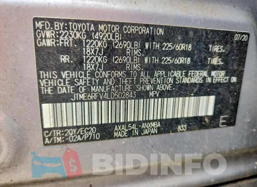 JTME6RFV4LD502843 Photo# 13