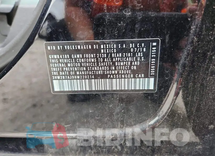 3VW2B7AJ9HM220214 Photo# 12