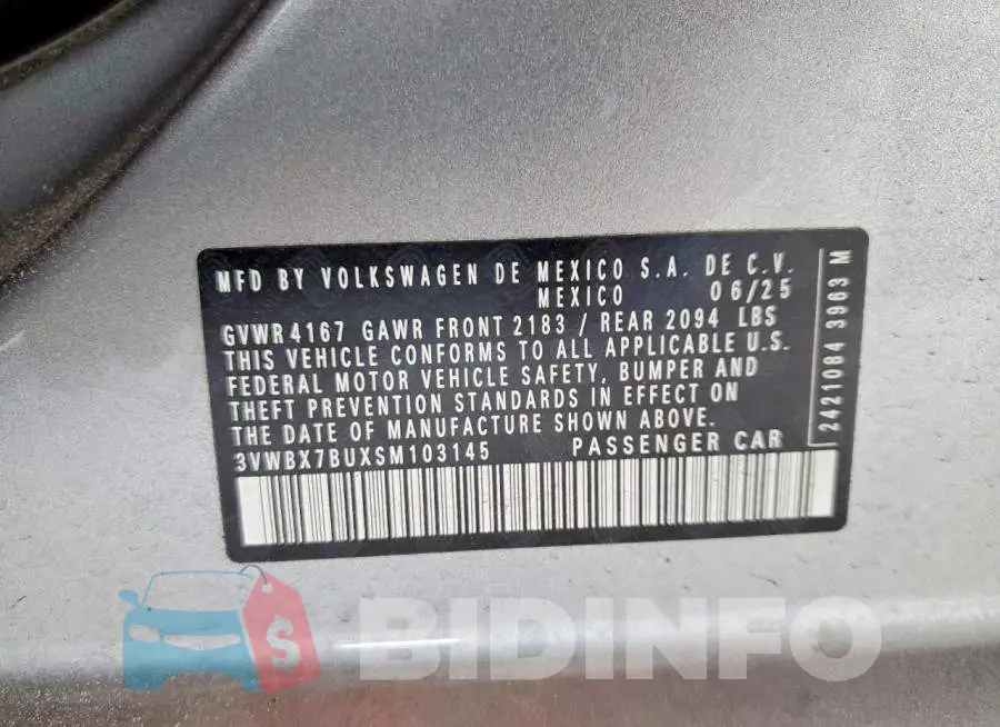3VWBX7BUXSM103145 Photo# 12