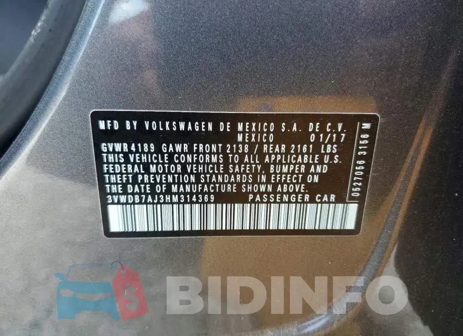 3VWDB7AJ3HM314369 Photo# 12