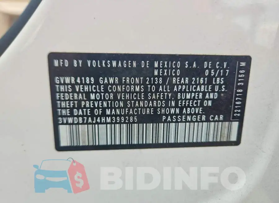 3VWDB7AJ4HM399285 Photo# 12