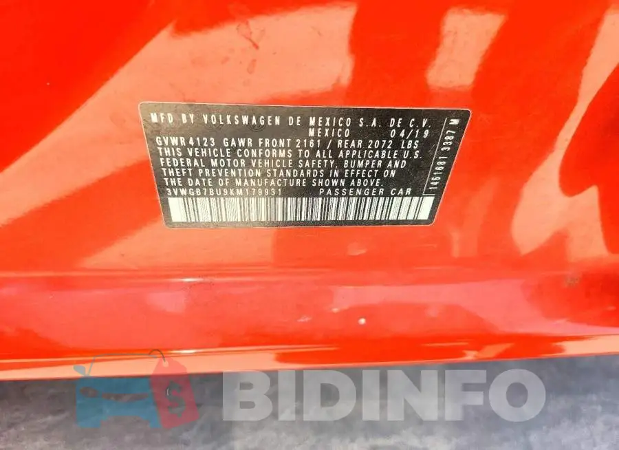 3VWGB7BU9KM179931 Photo# 12