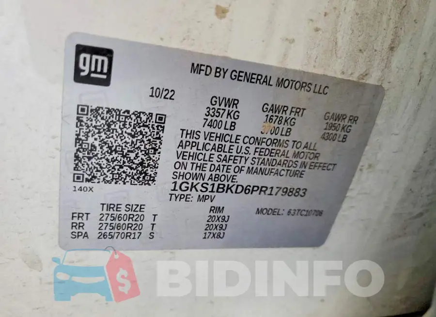 1GKS1BKD6PR179883 Photo# 13