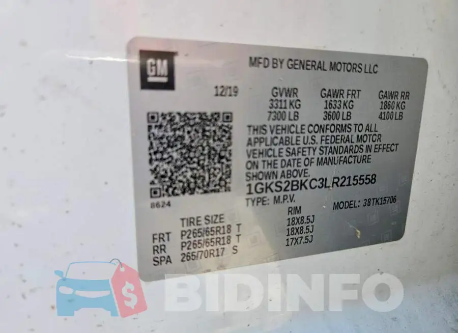 1GKS2BKC3LR215558 Photo# 14