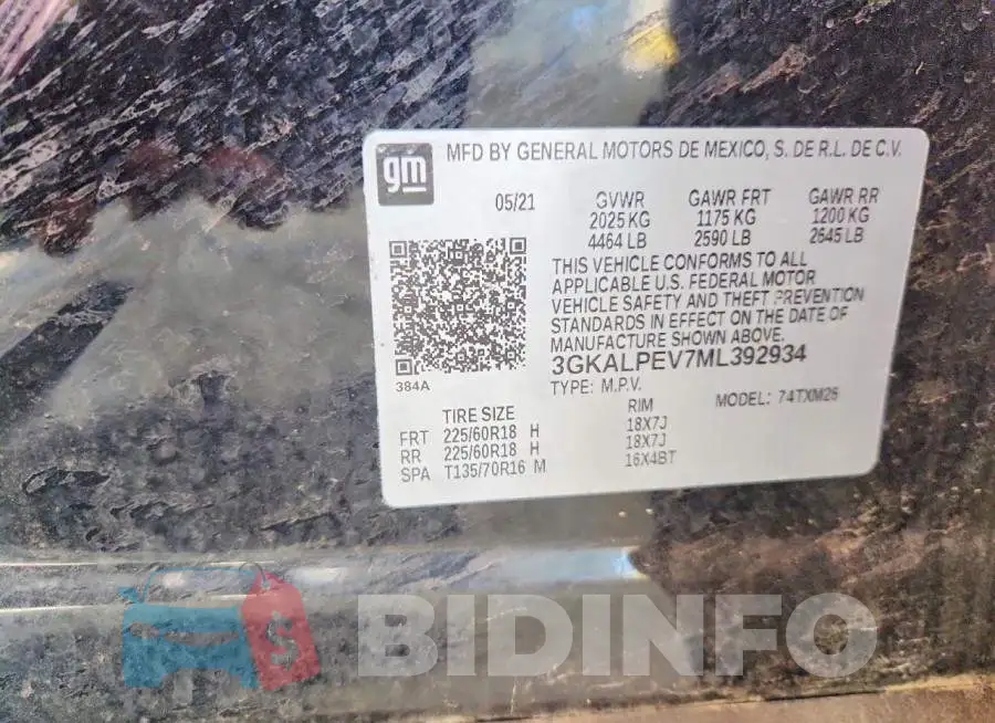 3GKALPEV7ML392934 Photo# 13