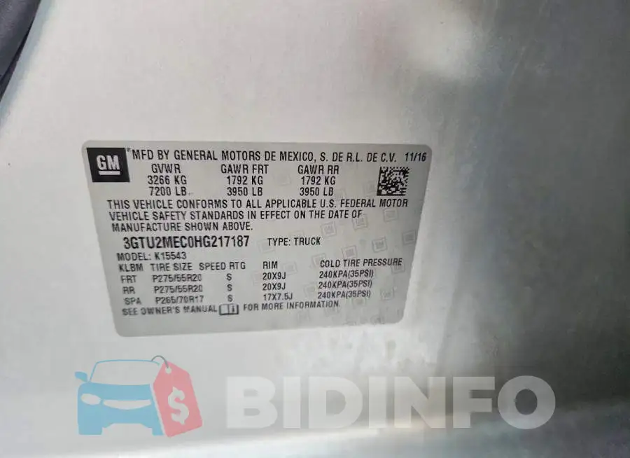 3GTU2MEC0HG217187 Photo# 12