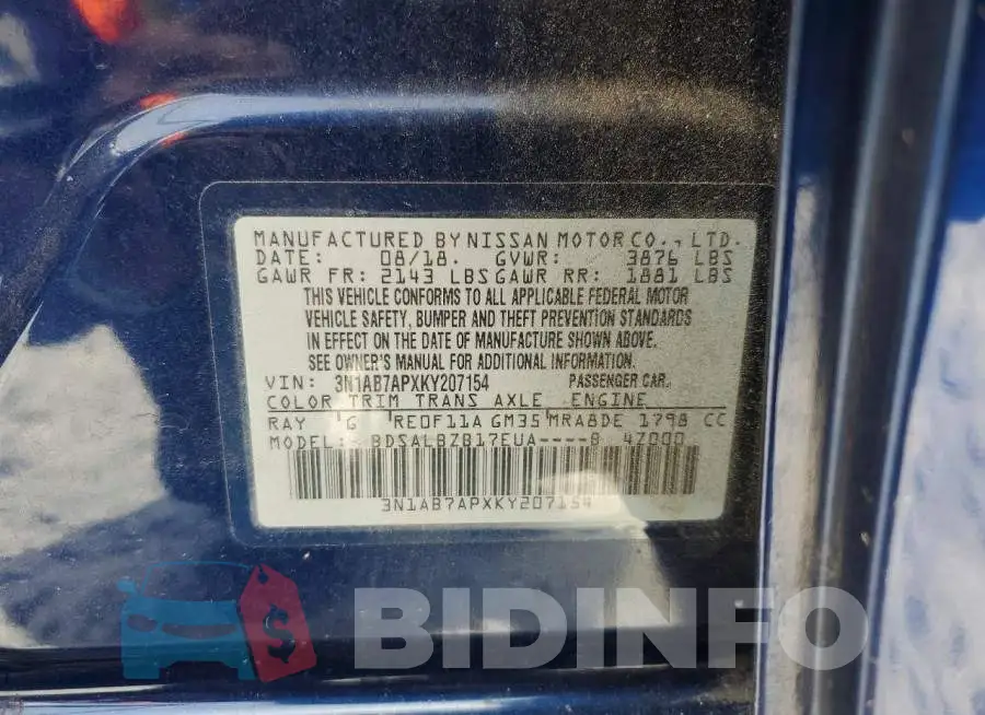 3N1AB7APXKY207154 Photo# 13