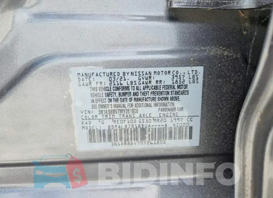 3N1AB8BV7MY261808 Photo# 12