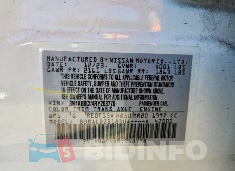 3N1AB8CV4RY263778 Photo# 12