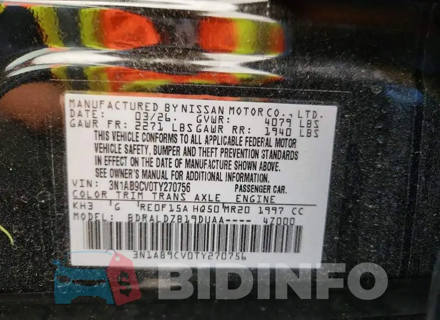 3N1AB9CV0TY270756 Photo# 12
