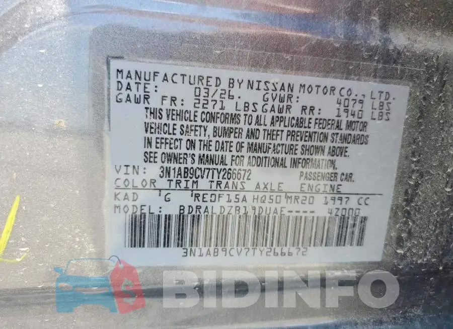 3N1AB9CV7TY266672 Photo# 13
