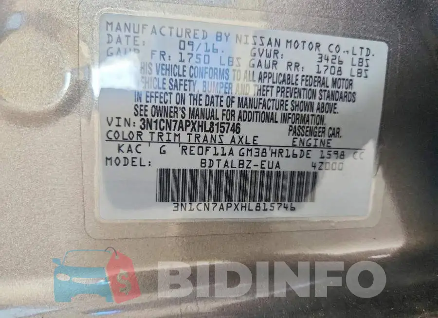 3N1CN7APXHL815746 Photo# 12