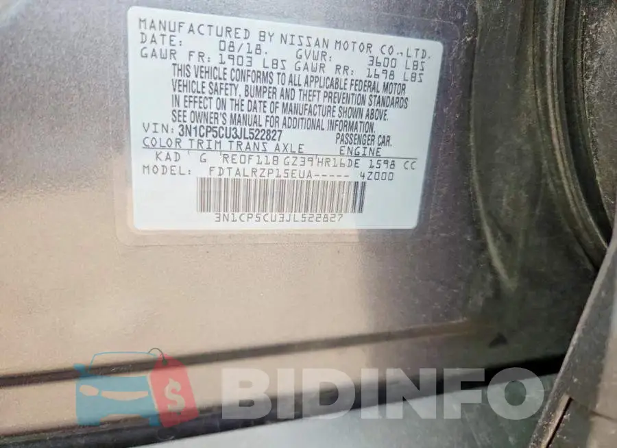 3N1CP5CU3JL522827 Photo# 12