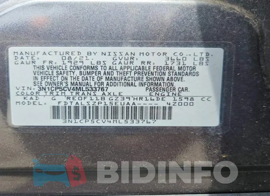 3N1CP5CV4ML533767 Photo# 12