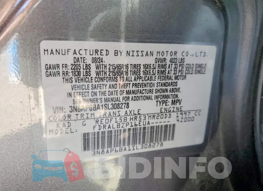 3N8AP6BA1SL308278 Photo# 13