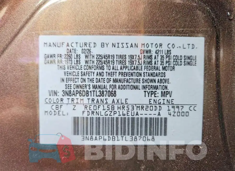 3N8AP6DB1TL387068 Photo# 13