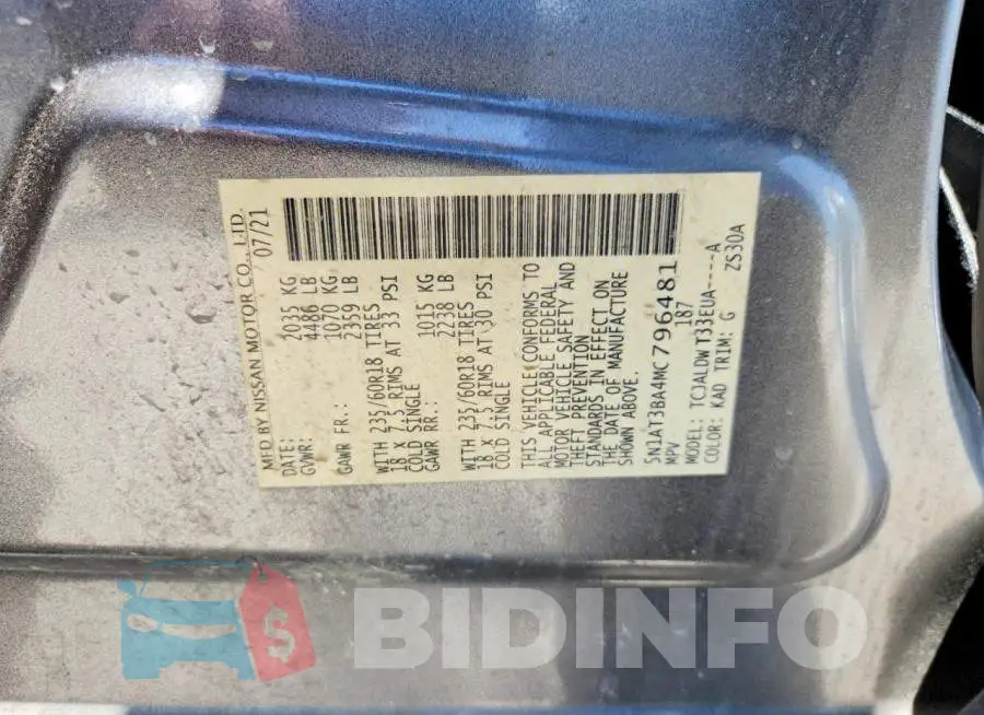 5N1AT3BA4MC796481 Photo# 14