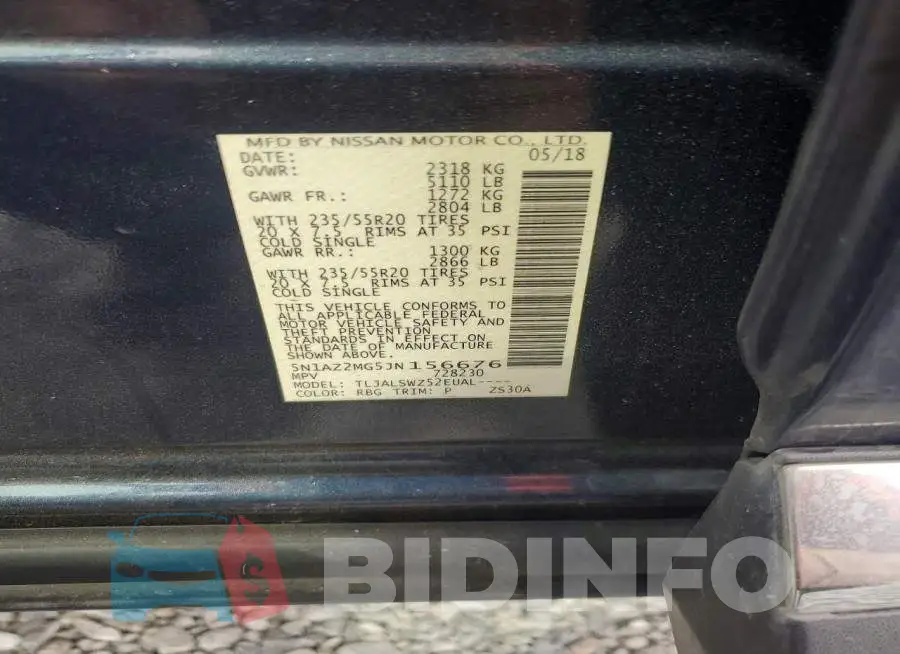 5N1AZ2MG5JN156676 Photo# 13