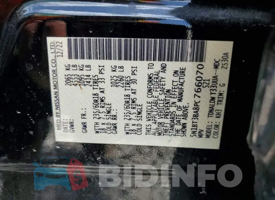 5N1BT3BA8PC766070 Photo# 14