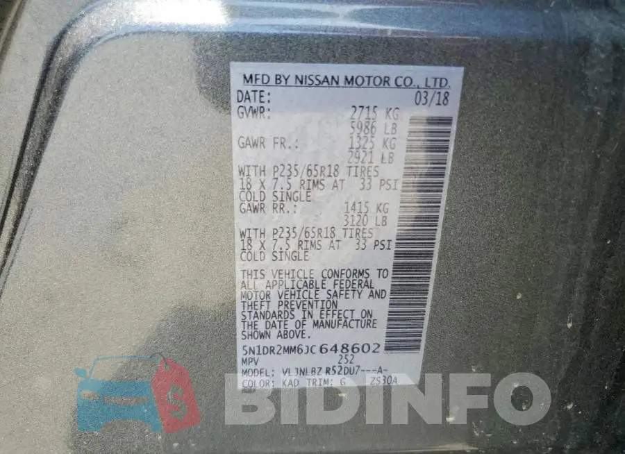5N1DR2MM6JC648602 Photo# 13
