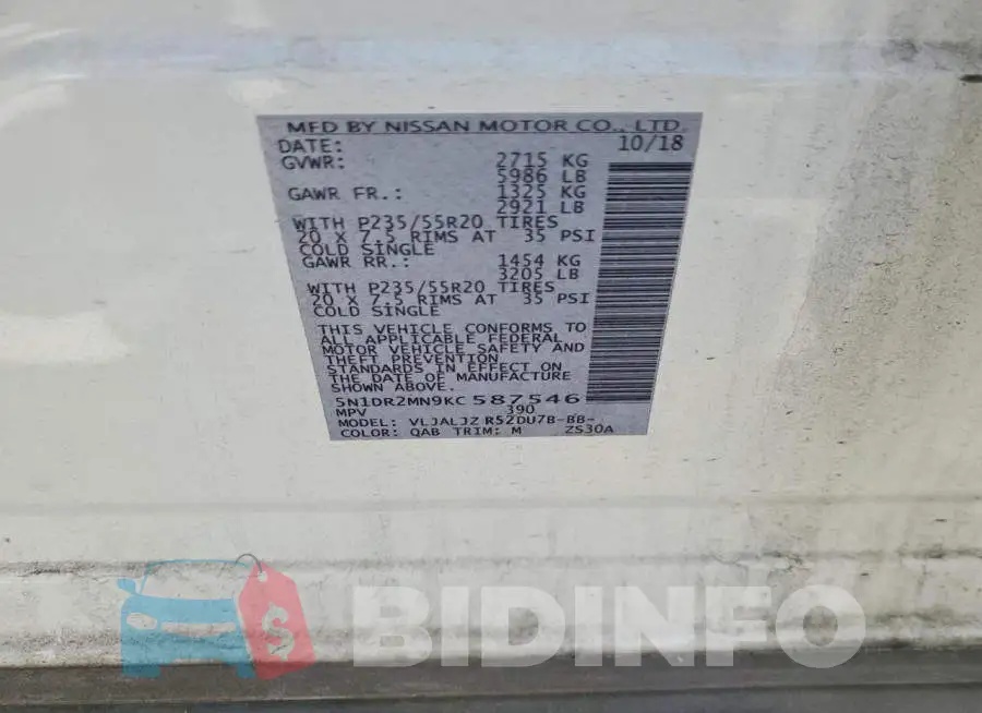 5N1DR2MN9KC587546 Photo# 13