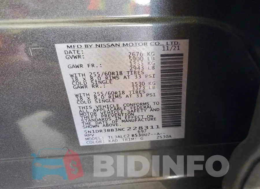 5N1DR3BB3NC228311 Photo# 12