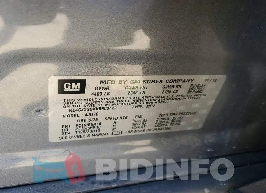 KL4CJ2SBXKB803422 Photo# 12