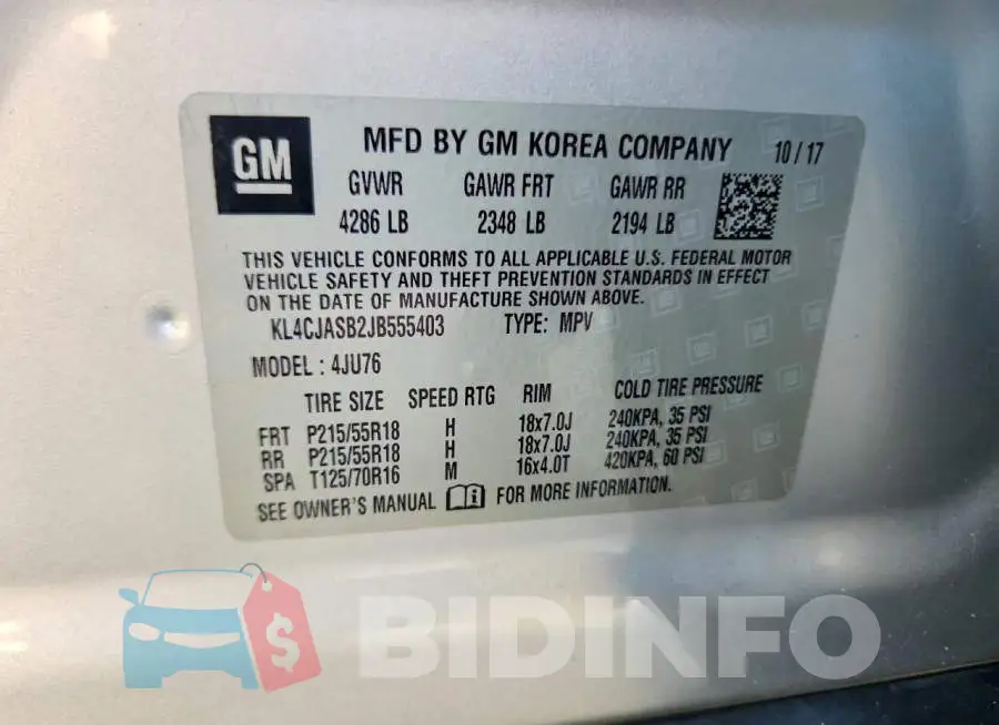 KL4CJASB2JB555403 Photo# 13
