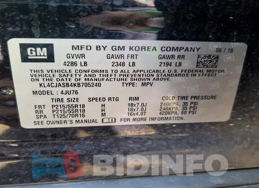 KL4CJASB4KB705240 Photo# 13