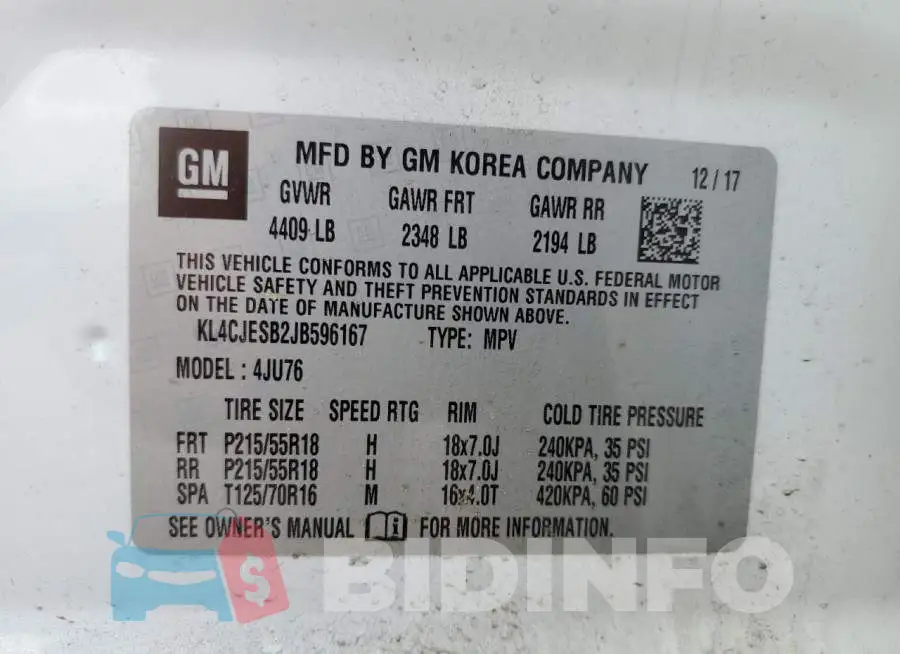 KL4CJESB2JB596167 Photo# 13
