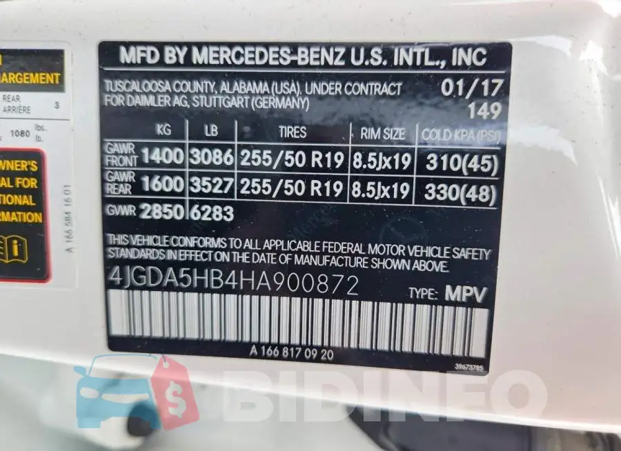 4JGDA5HB4HA900872 Photo# 13