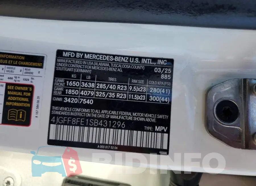 4JGFF8FE1SB431296 Photo# 14