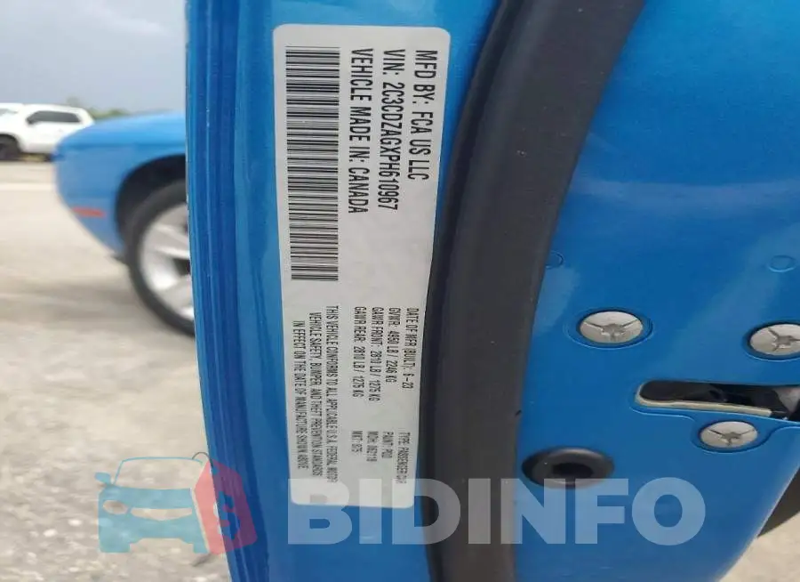 2C3CDZAGXPH610967 Photo# 13