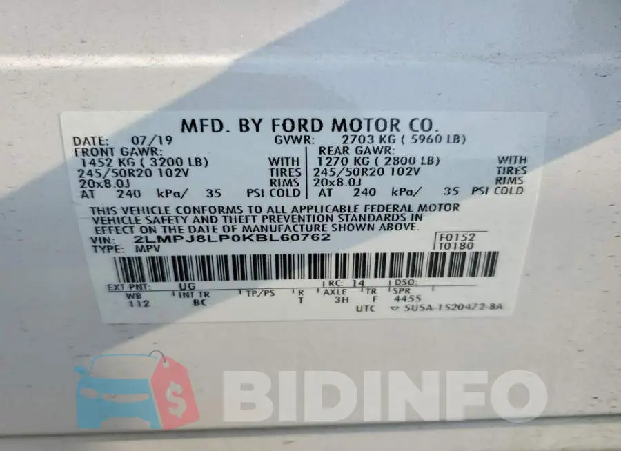 2LMPJ8LP0KBL60762 Photo# 13
