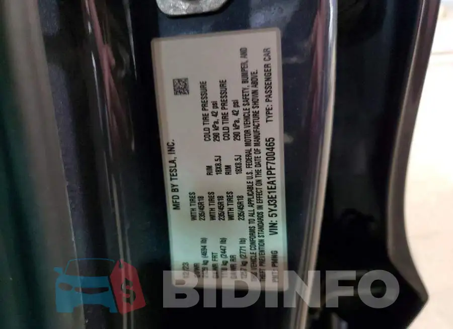 5YJ3E1EA1PF700465 Photo# 13