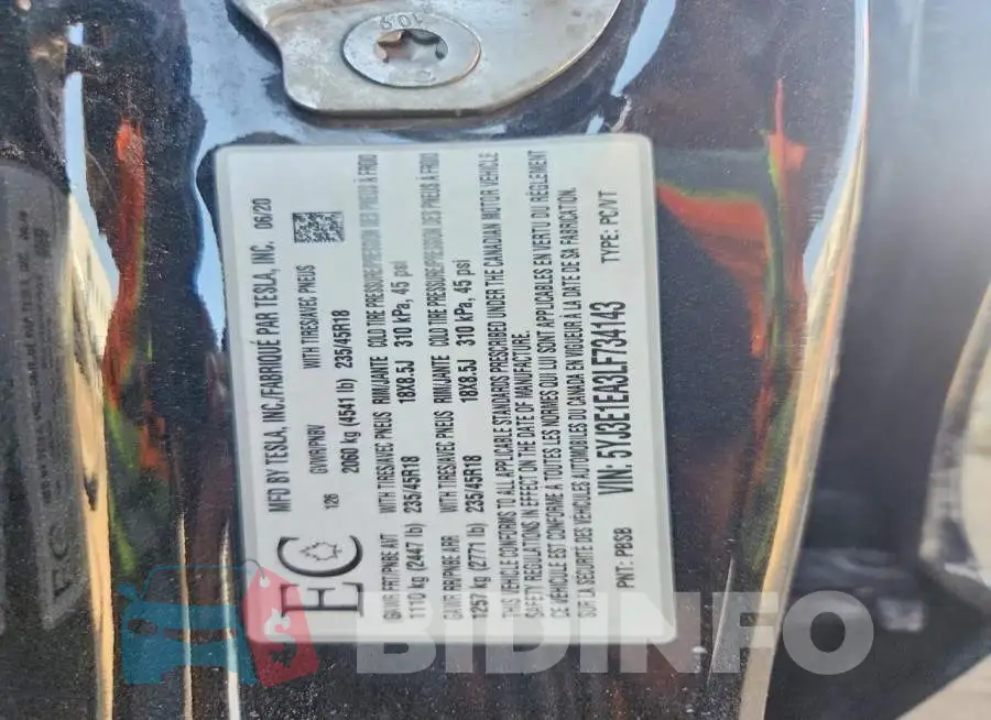 5YJ3E1EA3LF734143 Photo# 12