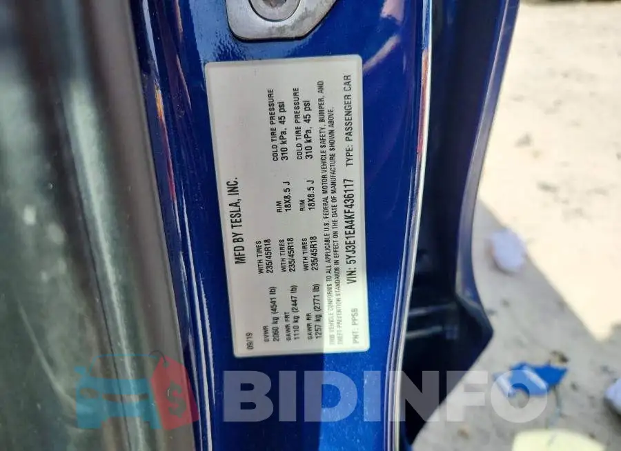 5YJ3E1EA4KF436117 Photo# 13