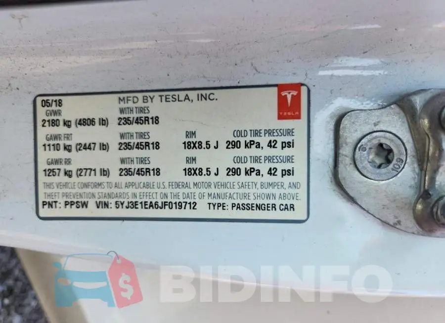 5YJ3E1EA6JF019712 Photo# 12