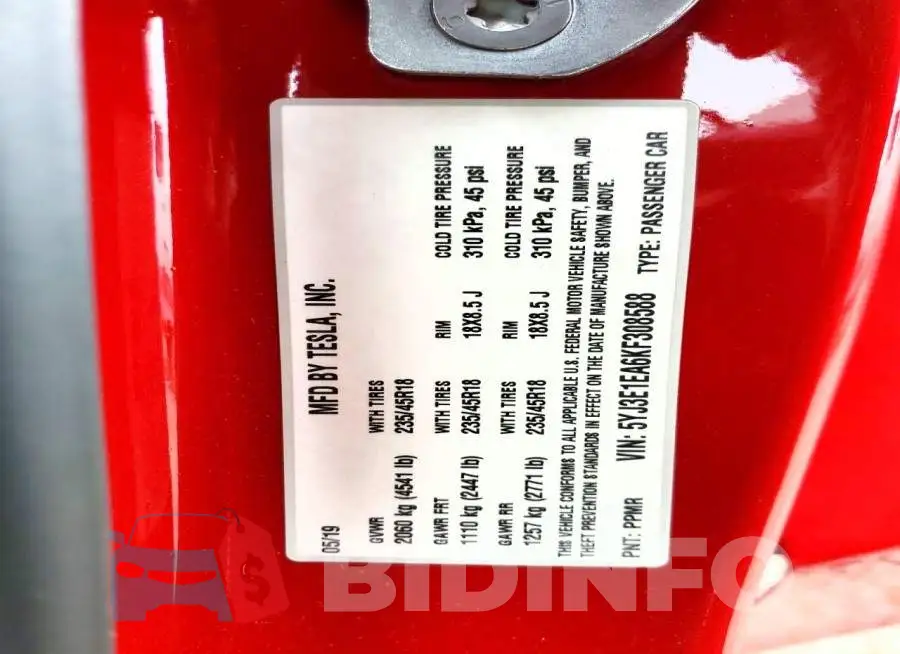 5YJ3E1EA6KF308588 Photo# 13