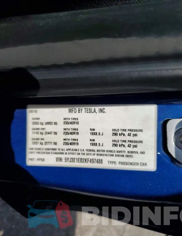 5YJ3E1EB2KF497488 Photo# 12