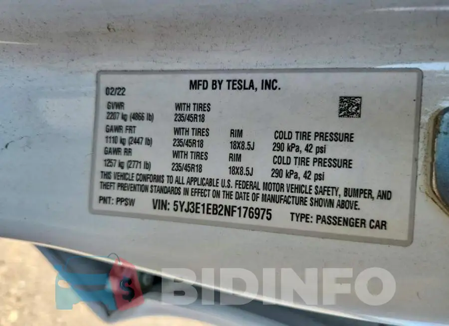 5YJ3E1EB2NF176975 Photo# 12